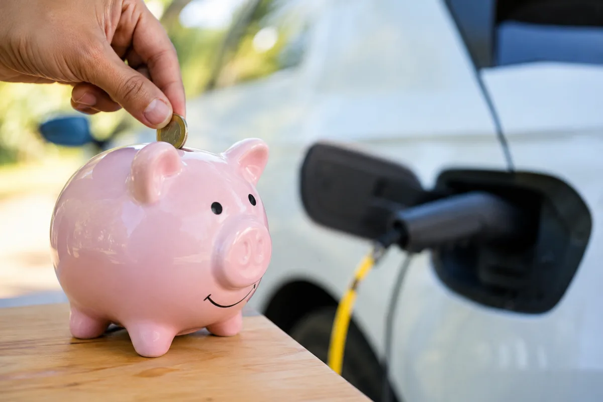 Aides pour l'achat d'une voiture électrique : ce que vous pouvez vraiment économiser Main branchant un câble de recharge sur la prise d'une voiture électrique blanche en gros plan
