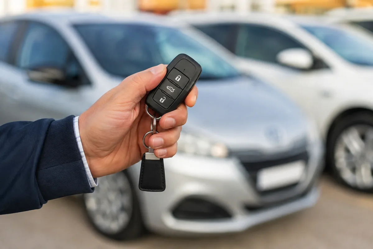 Gros plan sur l'écran tactile du tableau de bord affichant le niveau de batterie du véhicule